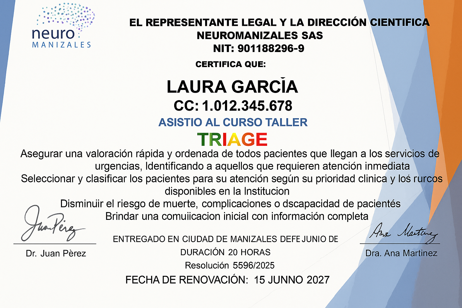 Certificado Neuro Manizales